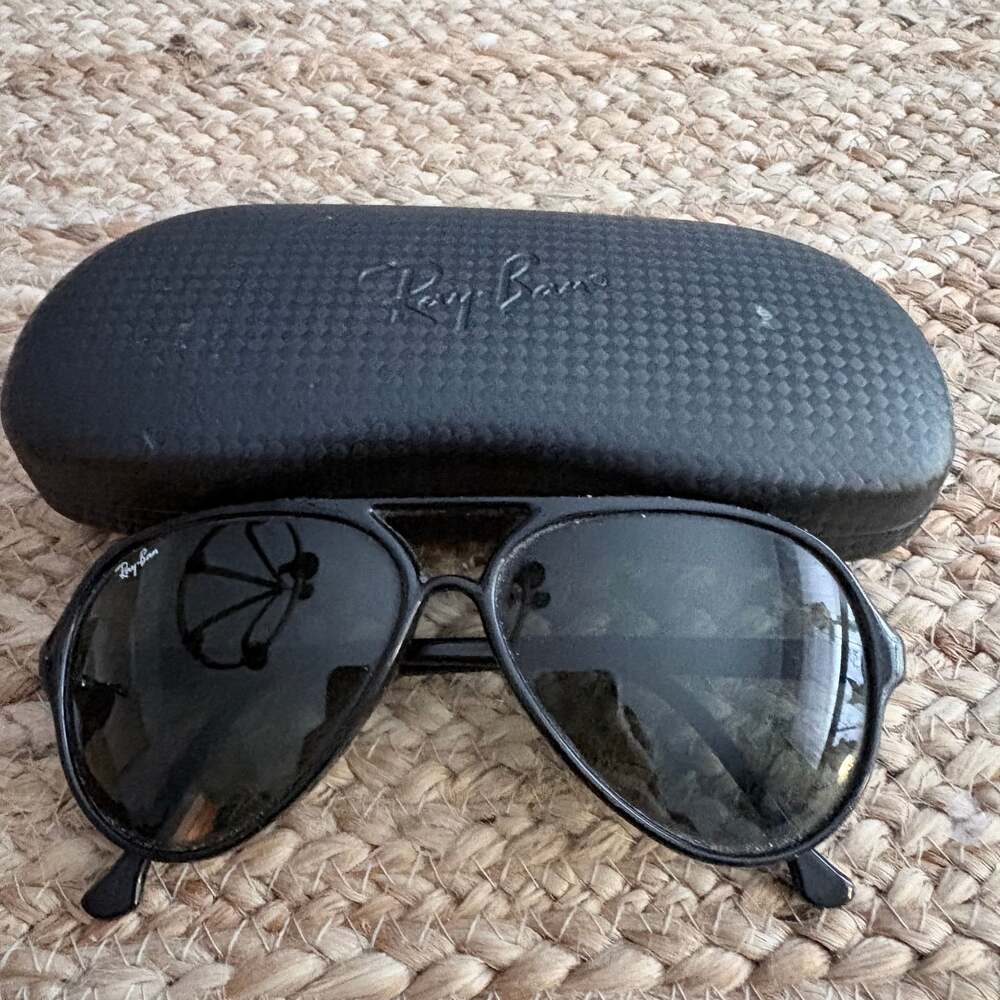 VINTAGE B&L RAY BAN W0325 BLACK NYLON G15 CATS 5000 SKI GLACIER SUNGLASSES MINT
